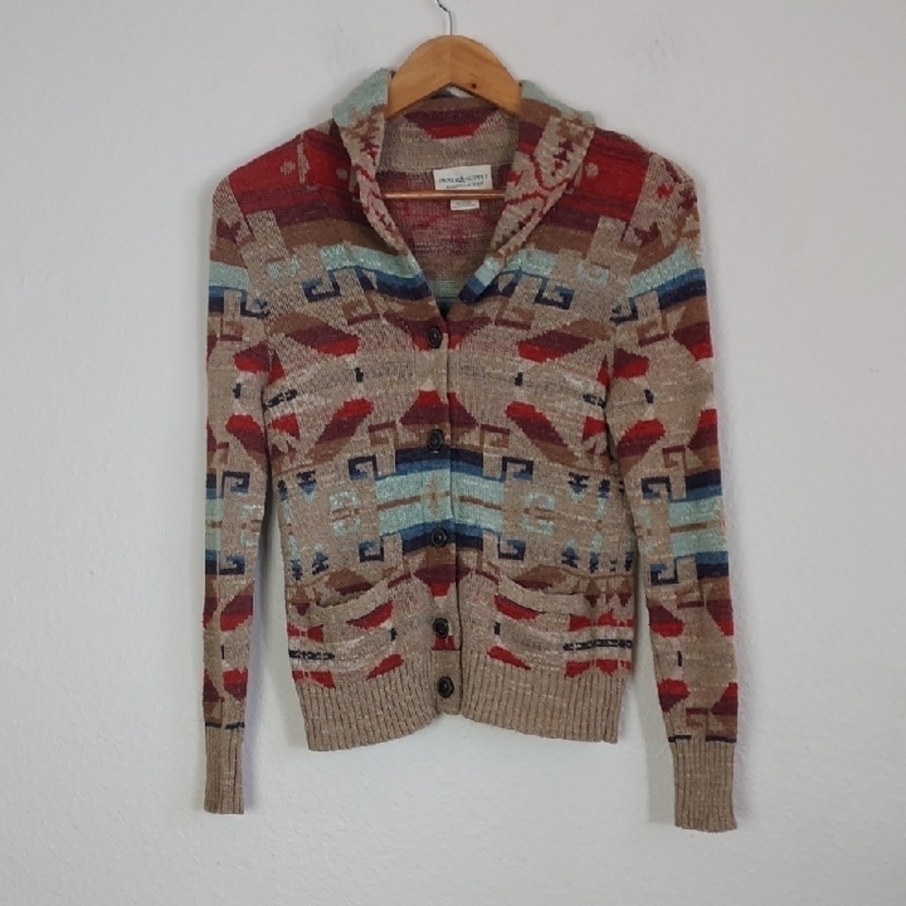 Denim & Supply Ralph Lauren Southwest Multicolor Cardigan Sweater Cotton Small